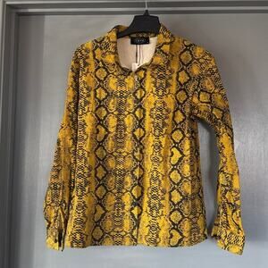 NWT Women's Golden Snake Skin Top Button Front Shirt sz M 100% Cotton